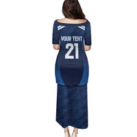 Scotland Rugby Custom Family Matching Puletasi and Hawaiian Shirt Thistle Mascot Go Scottish!