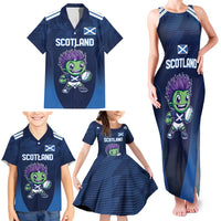 Scotland Rugby Custom Family Matching Tank Maxi Dress and Hawaiian Shirt Thistle Mascot Go Scottish!