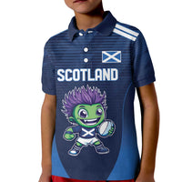 Scotland Rugby Custom Kid Polo Shirt Thistle Mascot Go Scottish!