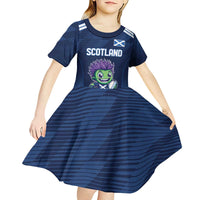 Scotland Rugby Custom Kid Short Sleeve Dress Thistle Mascot Go Scottish!