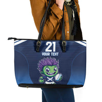 Scotland Rugby Custom Leather Tote Bag Thistle Mascot Go Scottish!
