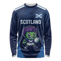 Scotland Rugby Custom Long Sleeve Shirt Thistle Mascot Go Scottish!