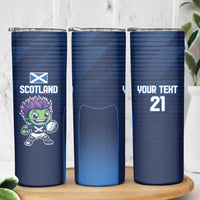Scotland Rugby Custom Skinny Tumbler Thistle Mascot Go Scottish!
