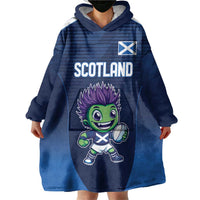 Scotland Rugby Custom Wearable Blanket Hoodie Thistle Mascot Go Scottish!
