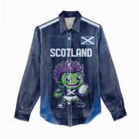 Scotland Rugby Custom Women Casual Shirt Thistle Mascot Go Scottish!