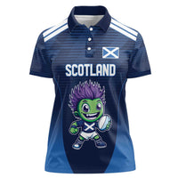 Scotland Rugby Custom Women Polo Shirt Thistle Mascot Go Scottish!