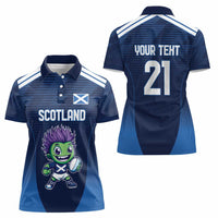 Scotland Rugby Custom Women Polo Shirt Thistle Mascot Go Scottish!