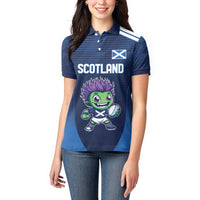 Scotland Rugby Custom Women Polo Shirt Thistle Mascot Go Scottish!