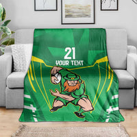 Ireland Rugby Custom Blanket Irish Warrior Mascot Go Shamrock