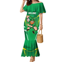 Ireland Rugby Custom Family Matching Mermaid Dress and Hawaiian Shirt Irish Warrior Mascot Go Shamrock