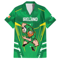 Ireland Rugby Custom Family Matching Off The Shoulder Long Sleeve Dress and Hawaiian Shirt Irish Warrior Mascot Go Shamrock