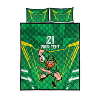 Ireland Rugby Custom Quilt Bed Set Irish Warrior Mascot Go Shamrock