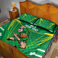 Ireland Rugby Custom Quilt Bed Set Irish Warrior Mascot Go Shamrock
