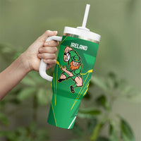 Ireland Rugby Custom Tumbler With Handle Irish Warrior Mascot Go Shamrock