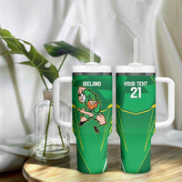 Ireland Rugby Custom Tumbler With Handle Irish Warrior Mascot Go Shamrock