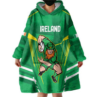 Ireland Rugby Custom Wearable Blanket Hoodie Irish Warrior Mascot Go Shamrock