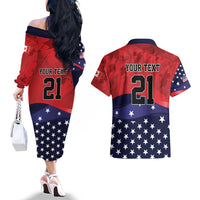 USA Canada Ice Hockey Custom Couples Matching Off The Shoulder Long Sleeve Dress and Hawaiian Shirt Go Champion 4 Nations
