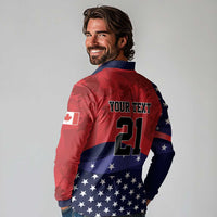 USA Canada Ice Hockey Custom Long Sleeve Polo Shirt Go Champion 4 Nations