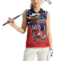 USA Canada Ice Hockey Custom Women Sleeveless Polo Shirt Go Champion 4 Nations