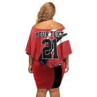 Canada Hockey Custom Family Matching Off Shoulder Short Dress and Hawaiian Shirt Go Champion 4 Nations