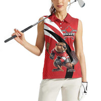 Canada Hockey Custom Women Sleeveless Polo Shirt Go Champion 4 Nations