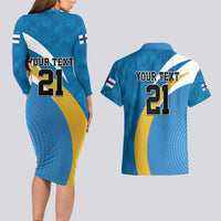 Finland Leijonat Hockey Custom Couples Matching Long Sleeve Bodycon Dress and Hawaiian Shirt Suomen Jaakiekkoliitto 4 Nations