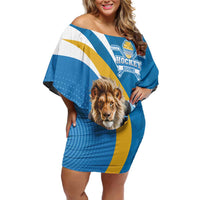 Finland Leijonat Hockey Custom Family Matching Off Shoulder Short Dress and Hawaiian Shirt Suomen Jaakiekkoliitto 4 Nations