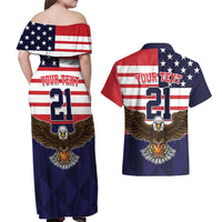 United States Basketball Custom Couples Matching Off Shoulder Maxi Dress and Hawaiian Shirt Team USA One For All