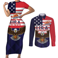United States Basketball Custom Couples Matching Short Sleeve Bodycon Dress and Long Sleeve Button Shirt Team USA One For All