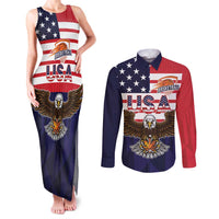 United States Basketball Custom Couples Matching Tank Maxi Dress and Long Sleeve Button Shirt Team USA One For All