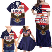 United States Basketball Custom Family Matching Off Shoulder Maxi Dress and Hawaiian Shirt Team USA One For All