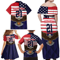 United States Basketball Custom Family Matching Off Shoulder Maxi Dress and Hawaiian Shirt Team USA One For All