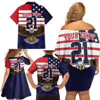 United States Basketball Custom Family Matching Off Shoulder Short Dress and Hawaiian Shirt Team USA One For All