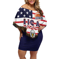 United States Basketball Custom Family Matching Off Shoulder Short Dress and Hawaiian Shirt Team USA One For All