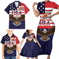 United States Basketball Custom Family Matching Short Sleeve Bodycon Dress and Hawaiian Shirt Team USA One For All
