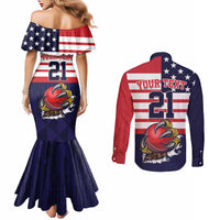 United States Cricket Custom Couples Matching Mermaid Dress and Long Sleeve Button Shirt Team USA One For All