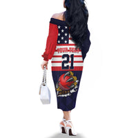 United States Cricket Custom Family Matching Off The Shoulder Long Sleeve Dress and Hawaiian Shirt Team USA One For All
