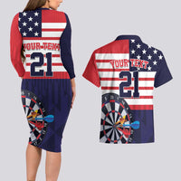 United States Dart Custom Couples Matching Long Sleeve Bodycon Dress and Hawaiian Shirt Team USA One For All