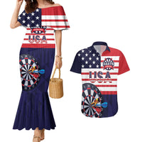 United States Dart Custom Couples Matching Mermaid Dress and Hawaiian Shirt Team USA One For All