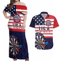 United States Dart Custom Couples Matching Off Shoulder Maxi Dress and Hawaiian Shirt Team USA One For All