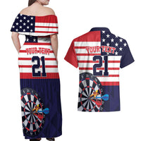 United States Dart Custom Couples Matching Off Shoulder Maxi Dress and Hawaiian Shirt Team USA One For All