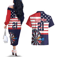 United States Dart Custom Couples Matching Off The Shoulder Long Sleeve Dress and Hawaiian Shirt Team USA One For All
