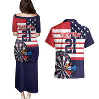 United States Dart Custom Couples Matching Puletasi and Hawaiian Shirt Team USA One For All