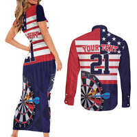 United States Dart Custom Couples Matching Short Sleeve Bodycon Dress and Long Sleeve Button Shirt Team USA One For All