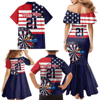United States Dart Custom Family Matching Mermaid Dress and Hawaiian Shirt Team USA One For All