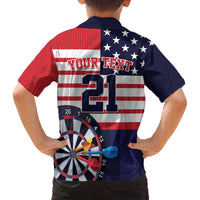 United States Dart Custom Family Matching Off The Shoulder Long Sleeve Dress and Hawaiian Shirt Team USA One For All