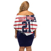 United States Dart Custom Family Matching Off Shoulder Short Dress and Hawaiian Shirt Team USA One For All