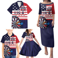 United States Dart Custom Family Matching Puletasi and Hawaiian Shirt Team USA One For All