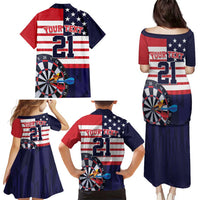 United States Dart Custom Family Matching Puletasi and Hawaiian Shirt Team USA One For All