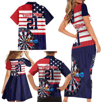 United States Dart Custom Family Matching Short Sleeve Bodycon Dress and Hawaiian Shirt Team USA One For All